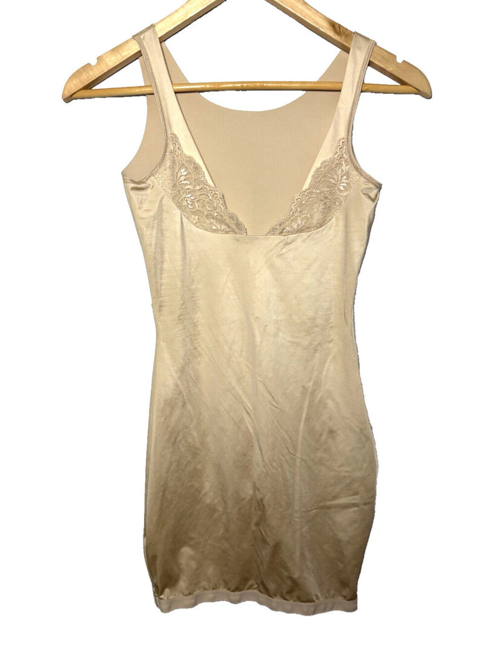 MAIDENFORM FLEXEES FIRM CONTROL FULL SLIP PANTY LINED Beige lace Snap  Medium